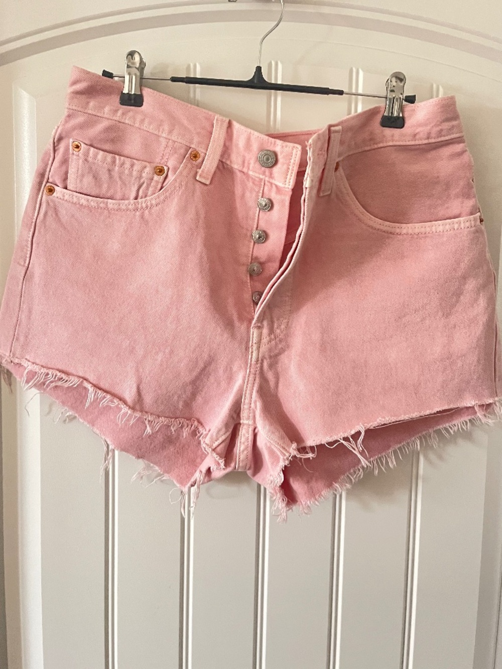 Pink Levi's 501 Cut Off Jean Shorts